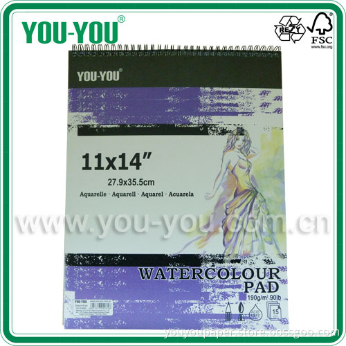Watercolor Pad/Drawing Pad 11*14 Inch, 15 Sheets, 190 GSM (WW14-15-190)